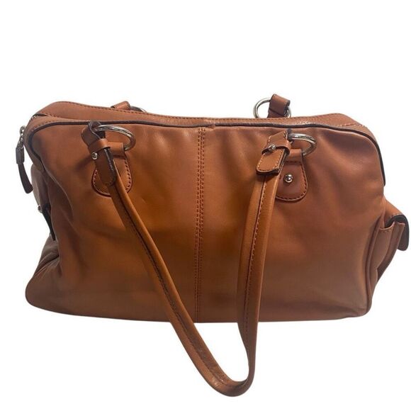 TALBOTS Women’s Orange Top Handle Leather Bag 8X5.5X13 - Picture 1 of 13